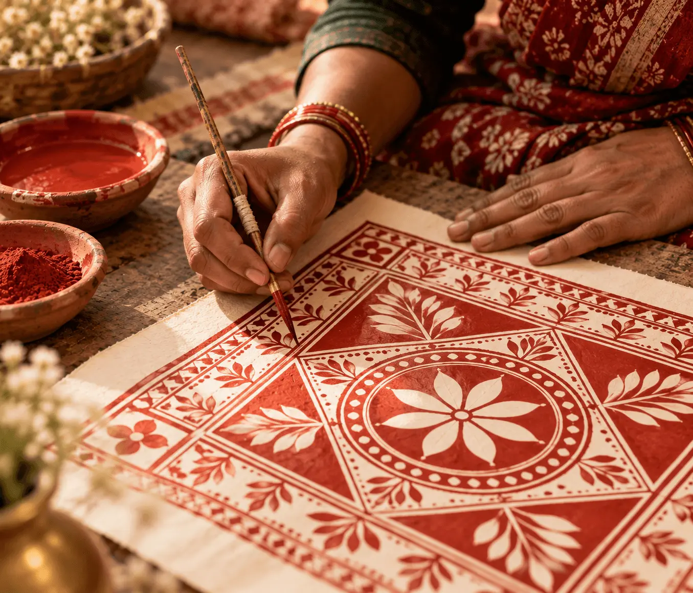 Hand-painted Aipan art