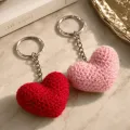 Handmade Crochet Heart Keychain Set of 2 | Cute 5 cm Bag Charm