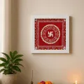 Swastik Aipan Art Wall Frame 15x15 cm | Traditional Aipan Decor