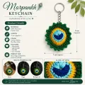 Handmade Crochet Peacock Feather Keychain 9 cm