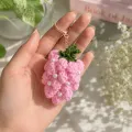 Handmade Crochet Grape Keychain with Pearls | Cute Bag Charm