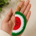 Handmade Crochet Watermelon Keychain | 6 cm Acrylic Wool Charm