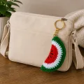 Handmade Crochet Watermelon Keychain | 6 cm Acrylic Wool Charm