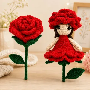 Reversible Rose Flower Doll Handmade Crochet Gift | 12 cm | PahadiKala