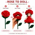 Reversible Rose Flower Doll Handmade Crochet Gift | 12 cm