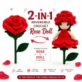 Reversible Rose Flower Doll Handmade Crochet Gift | 12 cm