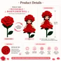 Reversible Rose Flower Doll Handmade Crochet Gift | 12 cm