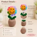 Handmade Crochet Smiley Flower Pot | Cute Desk Decor