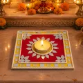 Handmade Lippan Art Tea Light Holder | Mirror Work Décor