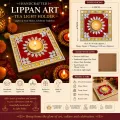 Handmade Lippan Art Tea Light Holder | Mirror Work Décor