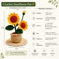 Handmade Crochet Sunflower Pot – 18 cm Desk & Home Decor Gift