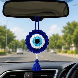 Handmade Crochet Evil Eye Charm Hanging 10.5 Inch | Nazar Protection Decor | PahadiKala