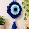 Handmade Crochet Evil Eye Charm Hanging 10.5 Inch | Nazar Protection Decor