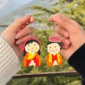Handmade Uttarakhand Couple Keychain Set of 2 | MDF Pahadi Keychain