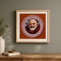Neem Karoli Baba Aipan Art Glass Frame 25x25 cm | Spiritual Wall Decor