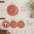 Handmade Aipan Art Steel Wall Hanging Plate Set of 3 | 6 Inch Traditional Wall Decor
