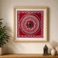 Handmade Shiva Mandala Aipan Art Glass Frame 25x25 cm | Spiritual Wall Decor