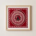 Handmade Shiva Mandala Aipan Art Glass Frame 25x25 cm | Spiritual Wall Decor