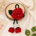 Handmade Crochet Rose Hair Tie | Soft Acrylic Floral Hair Accessory