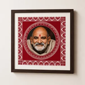 Neem Karoli Baba Aipan Art Glass Frame 25x25 cm | Spiritual Wall Decor | PahadiKala