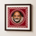 Neem Karoli Baba Aipan Art Glass Frame 25x25 cm | Spiritual Wall Decor