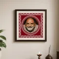 Neem Karoli Baba Aipan Art Glass Frame 25x25 cm | Spiritual Wall Decor