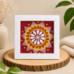 Aipan Mini Frame Handmade Traditional Wall Decor | 4x4 Inch Art Frame | PahadiKala