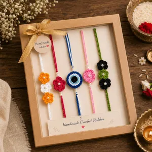 Handmade Crochet Rakhi Set of 5 with Gift Box | Raksha Bandhan Special | PahadiKala