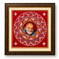Neem Karoli Baba Aipan Art Fiber Frame | Handmade Wall Decor