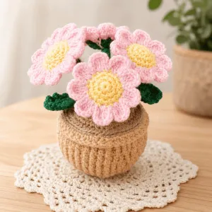 Handmade Crochet Sunflower Pot | Cute Desk Décor | PahadiKala