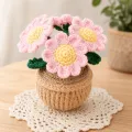 Handmade Crochet Sunflower Pot | Cute Desk Décor