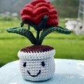 Handmade Crochet Rose Flower Pot 5 cm - Mini Cute Decorative Plant.MP4