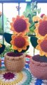 Handmade Crochet Sunflower Pot