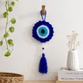 Handmade Crochet Evil Eye Wall Hanging 25 cm | Blue Nazar Battu Decor