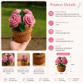 Handmade Crochet Mini Pink Rose Flower Pot 13cm | Desk & Home Decor