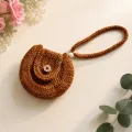 Handmade Crochet Mini Coin & Earbuds Pouch | Cute Round Pouch 8cm