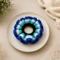Handmade Crochet Evil Eye Scrunchie | Soft Hair Tie 10 cm