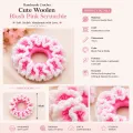 Handmade Crochet Blush Pink Scrunchie | Soft Wool Hair Tie for Women & Girls | 10cm