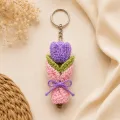 Handmade Crochet Tulip Bouquet Keychain for Bags & Keys | Cute Floral Charm | 10cm