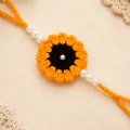 Handmade Crochet Sunflower Rakhi with Pearl Beads | Soft Woolen Rakhi | PahadiKala
