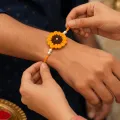 Handmade Crochet Sunflower Rakhi with Pearl Beads | Soft Woolen Rakhi | PahadiKala