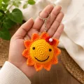 Handmade Crochet Smiley Sunflower Keychain | Cute Bag Charm