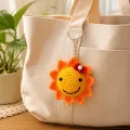 Handmade Crochet Smiley Sunflower Keychain | Cute Bag Charm
