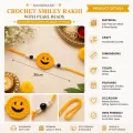 Handmade Crochet Smiley Face Rakhi with Pearl Beads | Soft Woolen Rakhi | PahadiKala
