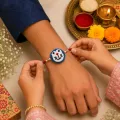 Handmade Crochet Doraemon Rakhi with Pearl Beads | Cute Woolen Rakhi 30cm