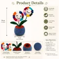 Handmade Crochet Smiley Flower Pot – Cute Amigurumi Desk Decor | 18 cm