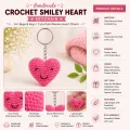 Handmade Crochet Smiley Heart Keychain for Bags & Keys | Cute Pink Woolen Charm