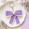 Handmade Crochet Lavender Bow Keychain for Bags & Keys | Cute Woolen Bag Charm