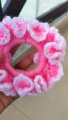 Handmade Crochet Blush Pink Scrunchie | Soft Wool Hair Tie for Women & Girls | 10cm