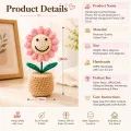 Handmade Crochet Smiley Flower Pot | Cute Handmade Desk Decor Gift | 16cm